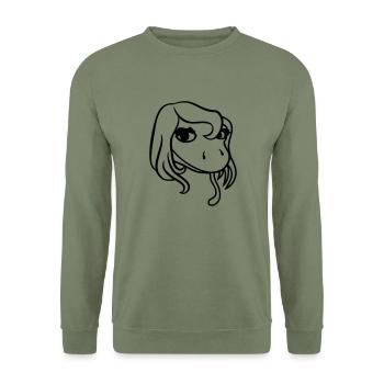 gesicht kopf weiblich frau huebsch girl maedchen s - Unisex Pullover - Armeegrün - Vorne - Alina (178cm) & Michal (187cm)