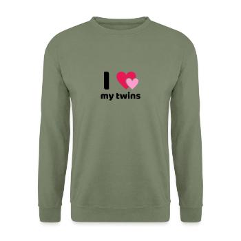 Ich Liebe Meine Zwillinge Mama Mutter Zwillingen - Unisex Pullover - Armeegrün - Vorne - Alina (178cm) & Michal (187cm)