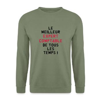 Expert Comptable / Comptabilité / Comptable / - Sweat-shirt Unisexe - vert militaire - Devant - Alina (178cm) & Michal (187cm)
