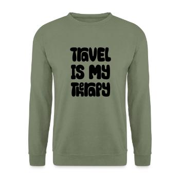 Travel Is My Therapy - Unisex Pullover - Armeegrün - Vorne - Alina (178cm) & Michal (187cm)