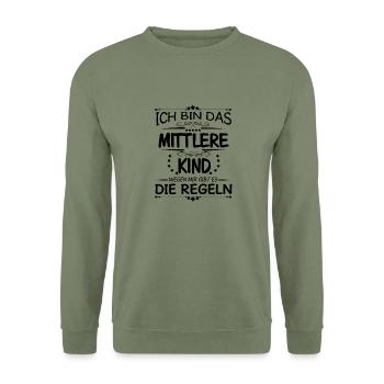 Familie Kinder mittleres Kind - Unisex Pullover - Armeegrün - Vorne - Alina (178cm) & Michal (187cm)