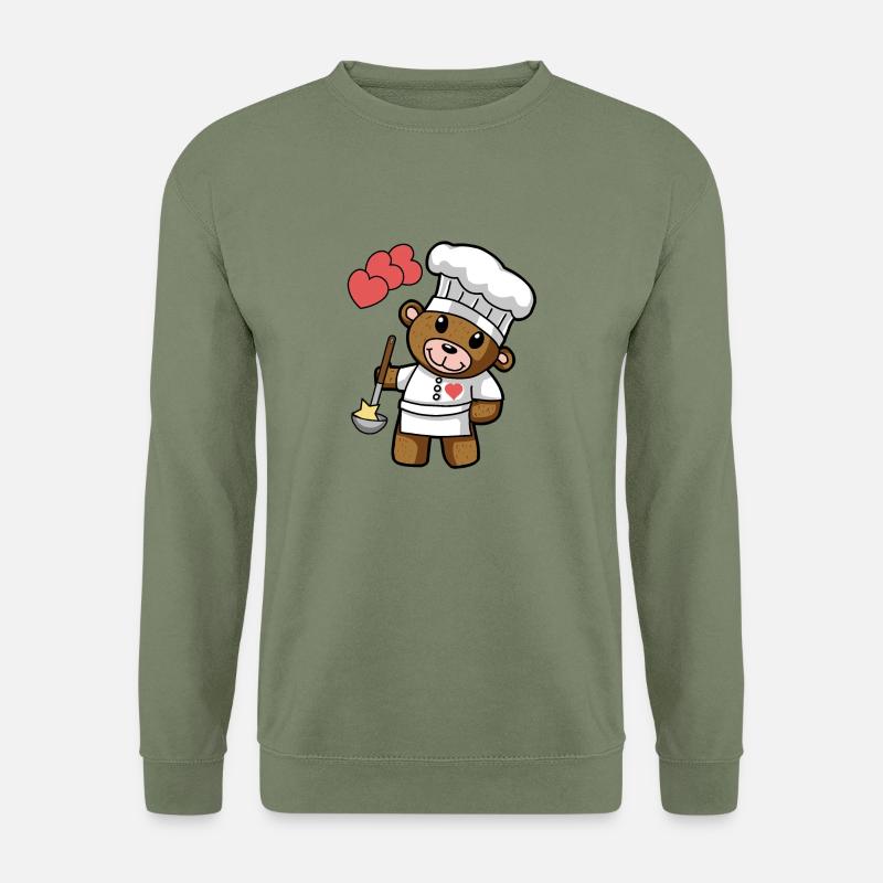 Teddybär Kochkunst kochen Koch Küche Gourmet - Unisex Pullover - Armeegrün