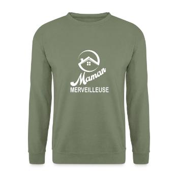 Cadeau femme Maman Merveilleuse - Sweat-shirt Unisexe - vert militaire - Devant - Alina (178cm) & Michal (187cm)