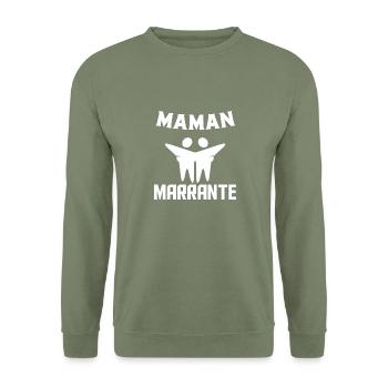 Tshirt femme Maman Marrante - Sweat-shirt Unisexe - vert militaire - Devant - Alina (178cm) & Michal (187cm)