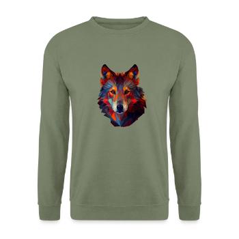 Wölfe Silhouette Naturschutz Tierschutz Wolf - Unisex Pullover - Armeegrün - Vorne - Alina (178cm) & Michal (187cm)