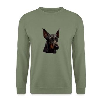 Doberman Dobermans Chien Chiens chiot Doberman - Sweat-shirt Unisexe - vert militaire - Devant - Alina (178cm) & Michal (187cm)