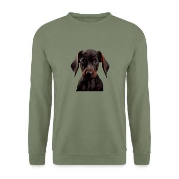 Doberman Dobermans Chien Chiens chiot Doberman - Sweat-shirt Unisexe - vert militaire - Devant - Alina (178cm) & Michal (187cm)