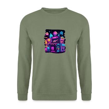 Arcade Gaming Retro Slots Games 80s Gamer - Unisex Sweatshirt - army green - Front - Alina (178cm) & Michal (187cm)