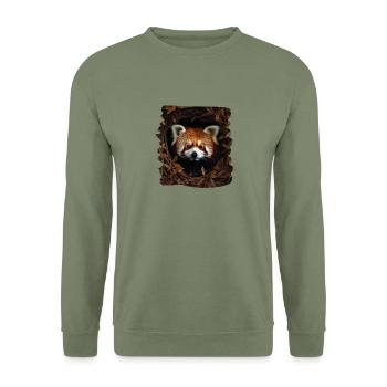 Little Panda realistic Red Panda Pandas - Unisex Sweatshirt - army green - Front - Alina (178cm) & Michal (187cm)