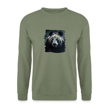 Pandas realistic Panda Großer Panda - Unisex Pullover - Armeegrün - Vorne - Alina (178cm) & Michal (187cm)