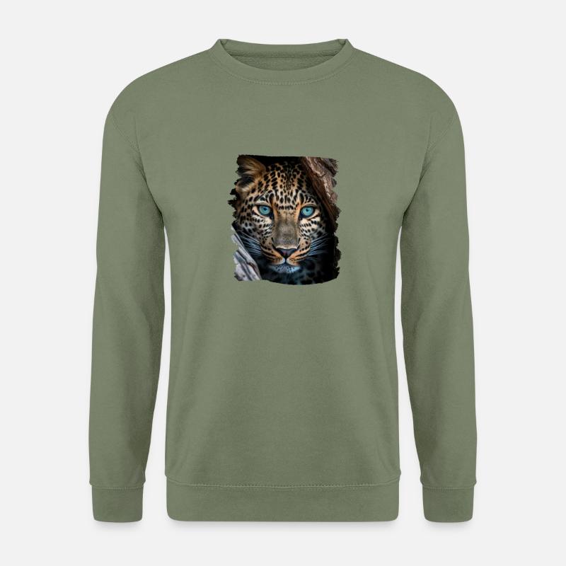 Leoparden Leoparde realistic Leopard - Unisex Pullover - Armeegrün