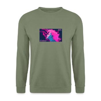 80s Theme Party This is my 80s costume - Unisex Sweatshirt - army green - Front - Alina (178cm) & Michal (187cm)