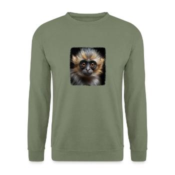 Gibbons realistic Gibbon - Unisex Pullover - Armeegrün - Vorne - Alina (178cm) & Michal (187cm)