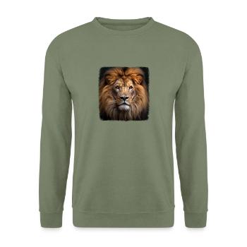 Lions realistic lion - Unisex Sweatshirt - army green - Front - Alina (178cm) & Michal (187cm)