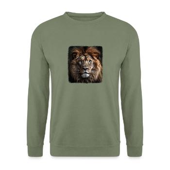 Lions realistic lion - Unisex Sweatshirt - army green - Front - Alina (178cm) & Michal (187cm)