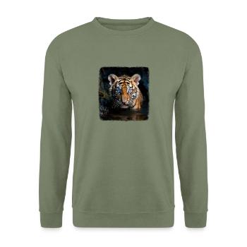 Tiger realistic baby tiger - Unisex Sweatshirt - army green - Front - Alina (178cm) & Michal (187cm)
