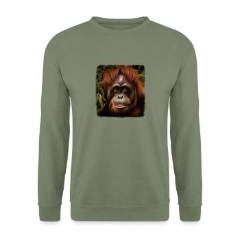 Orangs-outans réalistes Orangs-outans - Sweat-shirt Unisexe - vert militaire - Devant - Alina (178cm) & Michal (187cm)