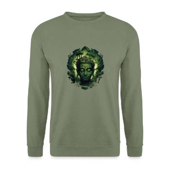Buddhism Yoga Buddhist Zen Meditation Buddha - Unisex Sweatshirt - army green - Front - Alina (178cm) & Michal (187cm)