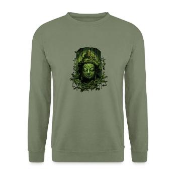 Buddhismus Yoga Buddhist Zen Meditation Buddha - Unisex Pullover - Armeegrün - Vorne - Alina (178cm) & Michal (187cm)