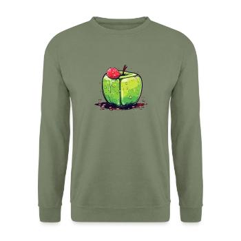 Würfel Apfel Cube Apple - Sweat-shirt Unisexe - vert militaire - Devant - Alina (178cm) & Michal (187cm)