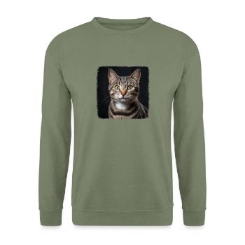 Cat Cats American Wirehair - Unisex Sweatshirt - army green - Front - Alina (178cm) & Michal (187cm)