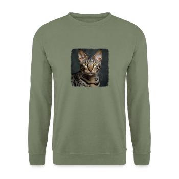 Egyptian Mau Kätzchen Katze Ägyptische Mau - Unisex Pullover - Armeegrün - Vorne - Alina (178cm) & Michal (187cm)