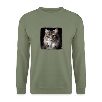Ragamuffin Chaton Ragamuffin Chat - Sweat-shirt Unisexe - vert militaire - Devant - Alina (178cm) & Michal (187cm)