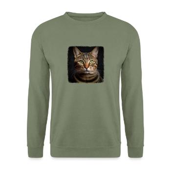 Chaton tigré chat tigré - Sweat-shirt Unisexe - vert militaire - Devant - Alina (178cm) & Michal (187cm)