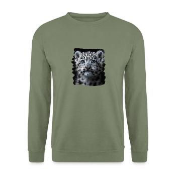 Snow Leopard Schneeleoparden Schneeleopard - Unisex Sweatshirt - army green - Front - Alina (178cm) & Michal (187cm)