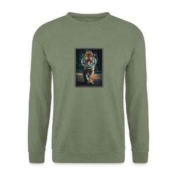 Bengal Tiger King Tiger - Unisex Sweatshirt - army green - Front - Alina (178cm) & Michal (187cm)