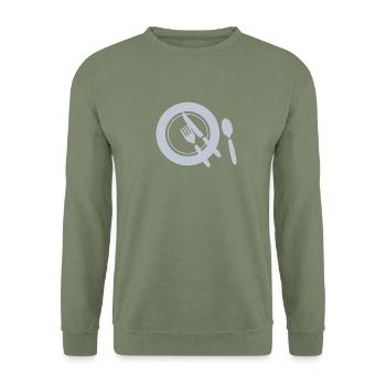 Meal Served Plate Icon Full BBQ - Unisex Sweatshirt - army green - Front - Alina (178cm) & Michal (187cm)