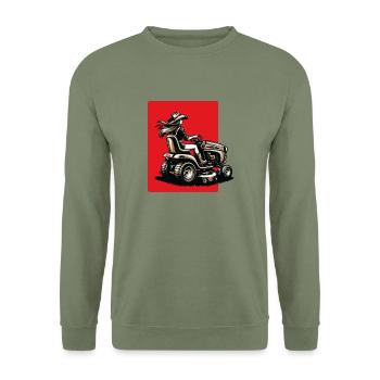 Femme sur tracteur de pelouse - Sweat-shirt Unisexe - vert militaire - Devant - Alina (178cm) & Michal (187cm)