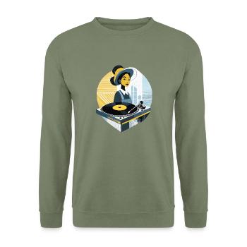 Turntable, Retro, Vintage, Turntable, DJ, - Unisex Sweatshirt - army green - Front - Alina (178cm) & Michal (187cm)