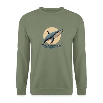 Orca, Wal, Tiere, Ozean - Unisex Pullover - Armeegrün - Vorne - Alina (178cm) & Michal (187cm)