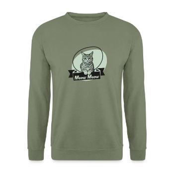 Katze, Miau - Unisex Pullover - Armeegrün - Vorne - Alina (178cm) & Michal (187cm)
