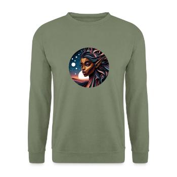 Elfe, Fée, Fantaisie - Sweat-shirt Unisexe - vert militaire - Devant - Alina (178cm) & Michal (187cm)