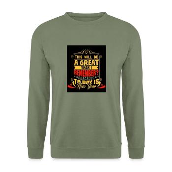 Nouvel An 10 - Sweat-shirt Unisexe - vert militaire - Devant - Alina (178cm) & Michal (187cm)
