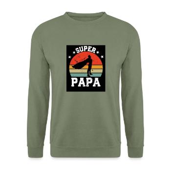 Super Papa - Unisex Pullover - Armeegrün - Vorne - Alina (178cm) & Michal (187cm)