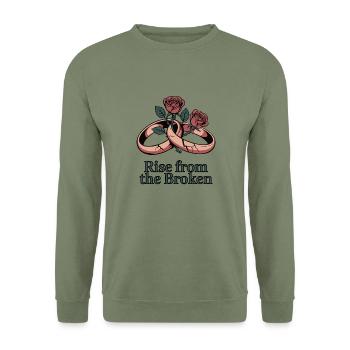RISE FROM THE BROKEN - Unisex Sweatshirt - army green - Front - Alina (178cm) & Michal (187cm)