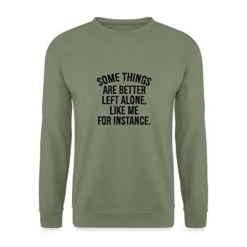 Etwas, das man besser in Ruhe lässt wie ich, für in - Unisex Pullover - Armeegrün - Vorne - Alina (178cm) & Michal (187cm)