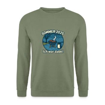 Grillkönig Grillmeister grillen im Sommer 2025 - Unisex Pullover - Armeegrün - Vorne - Alina (178cm) & Michal (187cm)