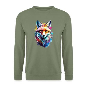 Renard peint - Sweat-shirt Unisexe - vert militaire - Devant - Alina (178cm) & Michal (187cm)
