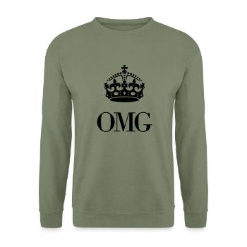 OMG Krone - Unisex Pullover - Armeegrün - Vorne - Alina (178cm) & Michal (187cm)