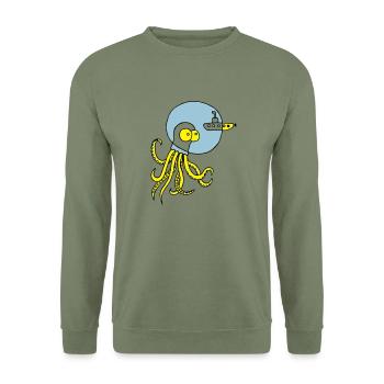 Tintenfisch trifft Uboot, Meer, tauchen, Boot - Unisex Pullover - Armeegrün - Vorne - Alina (178cm) & Michal (187cm)