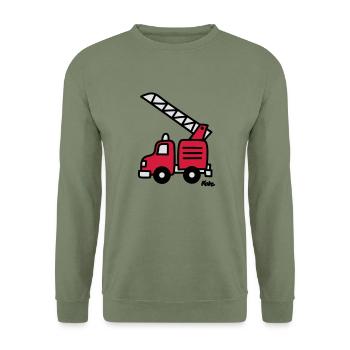 Feuerwehrauto (c) - Unisex Pullover - Armeegrün - Vorne - Alina (178cm) & Michal (187cm)