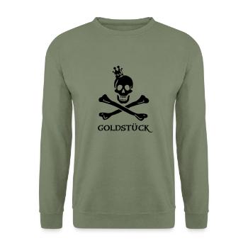 ~ Goldstück ~ - Unisex Pullover - Armeegrün - Vorne - Alina (178cm) & Michal (187cm)