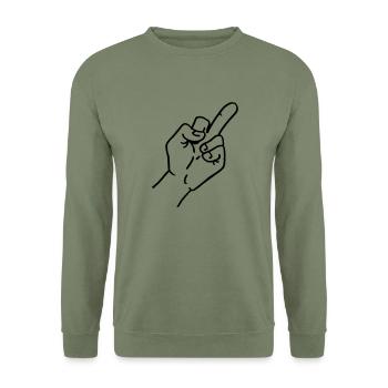 Doigt d'honneur - Sweat-shirt Unisexe - vert militaire - Devant - Alina (178cm) & Michal (187cm)