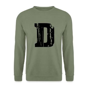 D - Buchstabe - Unisex Pullover - Armeegrün - Vorne - Alina (178cm) & Michal (187cm)