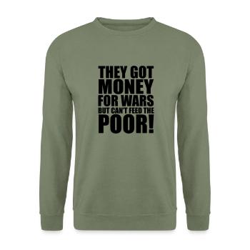 Can't Feed The Poor - Unisex Sweatshirt - army green - Front - Alina (178cm) & Michal (187cm)