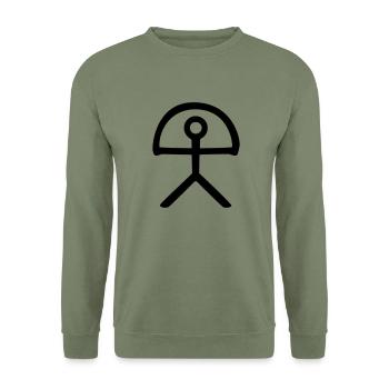 indalo Andalusia Almeria prehistory symbol - Unisex Sweatshirt - army green - Front - Alina (178cm) & Michal (187cm)